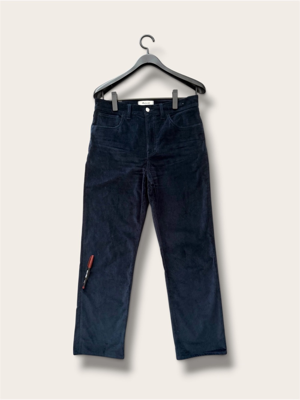 Madewell Women's Dark Navy Corduroy The Longline Straight Pants Size 29 - Picture 12 of 12